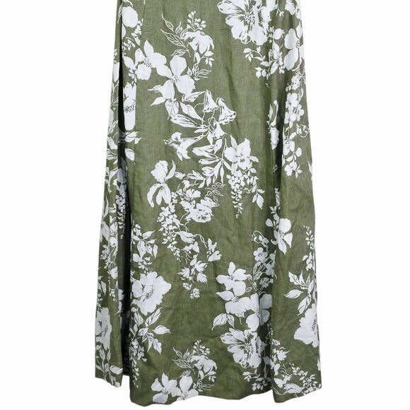 Reformation Samara Midi Dress Willow Green Floral Linen Cut Out Open Back Size 2 - Picture 6 of 11